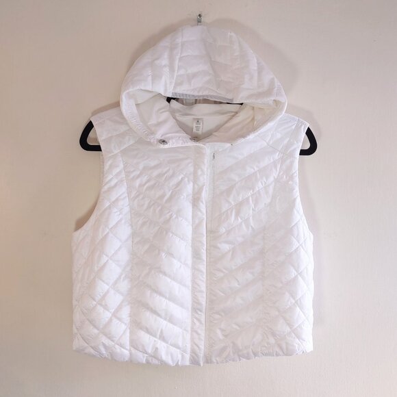 Lululemon Cropped Puffer Vest with Hood Size 10 White Snaps Hidden Zippers - Picture 5 of 13
